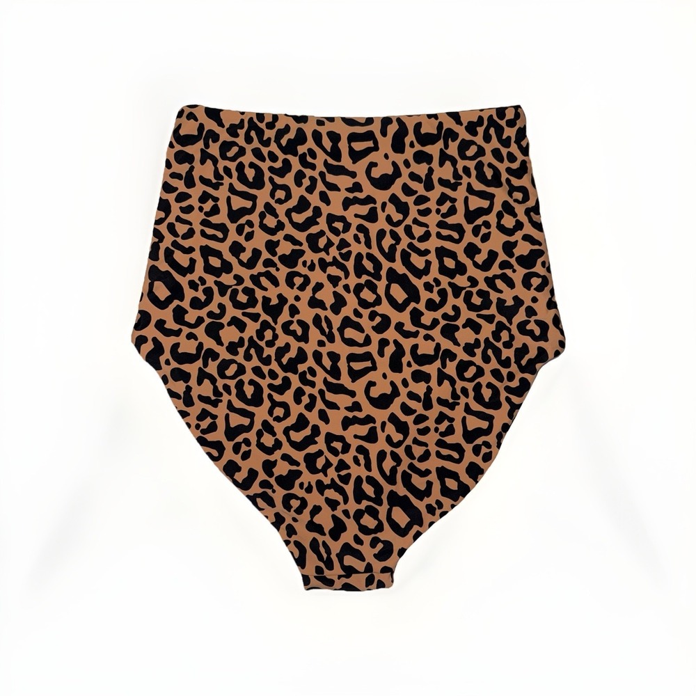 Coral Reef Womens M Reversible High Waisted Bikini Bottom Leopard Black - Picture 3 of 5